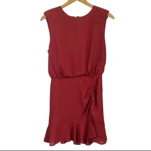 EXPRESS Ruched & Ruffled Sleeveless Maroon Mini Dress Sz M